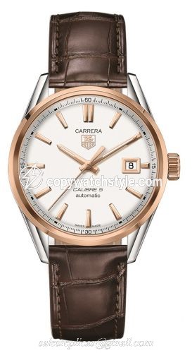 TAG Heuer Carrera Calibre 5 39 Stainless Steel / Rose Gold / Silver / Alligator WAR215D.FC6181 TAG Heuer Carrera Calibre 5 39 Stainless Steel / Rose Gold / Silver / Alligator WAR215D.FC6181