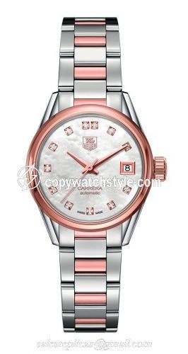TAG Heuer Carrera Calibre 9 28 Stainless Steel / Rose Gold / MOP - Diamond / Bracelet WAR2452.BD0772 TAG Heuer Carrera Calibre 9 28 Stainless Steel / Rose Gold / MOP - Diamond / Bracelet WAR2452.BD0772