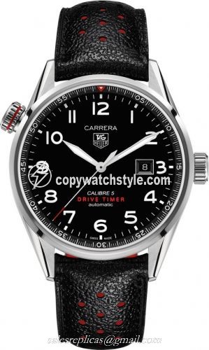 TAG Heuer Carrera Calibre 5 Drive Timer 43 Stainless Steel / Black / Calf WAR2A10.FC6337 TAG Heuer Carrera Calibre 5 Drive Timer 43 Stainless Steel / Black / Calf WAR2A10.FC6337