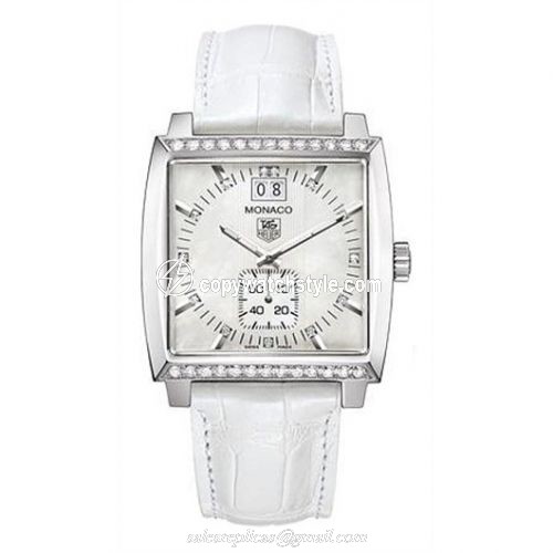 TAG Heuer Monaco Quartz Big Date Stainless Steel / Diamond / MOP / Alligator WAW1313.FC6247 TAG Heuer Monaco Quartz Big Date Stainless Steel / Diamond / MOP / Alligator WAW1313.FC6247
