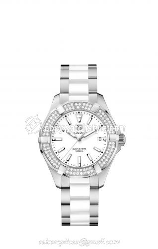TAG Heuer Aquaracer 300M Quartz 35 Stainless Steel / Diamond / White / Bracelet WAY131F.BA0914