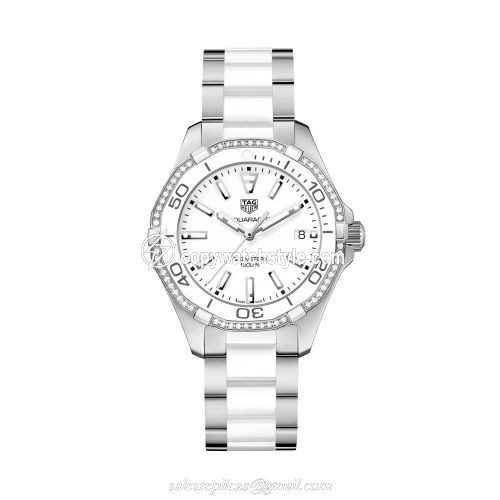 TAG Heuer Aquaracer 300M Quartz 35 Stainless Steel / Diamond / White / Bracelet WAY131H.BA0914