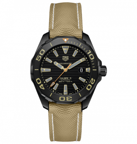 TAG Heuer Aquaracer 300M Calibre 5 41 Titanium PVD / Black - Sand / Nylon WAY208C.FC6383 TAG Heuer Aquaracer 300M Calibre 5 41 Titanium PVD / Black - Sand / Nylon WAY208C.FC6383