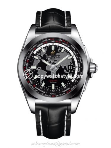 Breitling Galactic Unitime Stainless Steel / SleekT / Trophy Black / Croco WB3510U4/BD94/743P Breitling Galactic Unitime Stainless Steel / SleekT / Trophy Black / Croco WB3510U4/BD94/743P