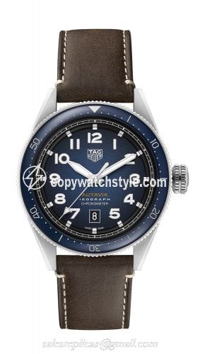 TAG Heuer Autavia Isograph Calibre 5 Stainless Steel / Blue / Leather WBE5112.FC8266
