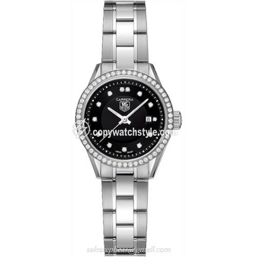 TAG Heuer Carrera Quartz 27 Stainless Steel / Diamond / Black - Diamond / Bracelet WV1412.BA0793 TAG Heuer Carrera Quartz 27 Stainless Steel / Diamond / Black - Diamond / Bracelet WV1412.BA0793