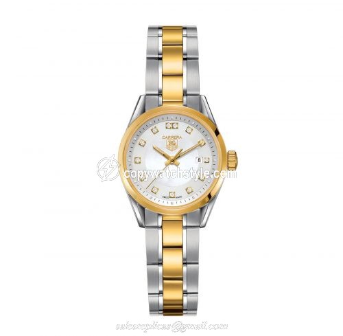 TAG Heuer Carrera Quartz 27 Stainless Steel / Yellow Gold / MOP - Diamond / Bracelet WV1450.BD0797 TAG Heuer Carrera Quartz 27 Stainless Steel / Yellow Gold / MOP - Diamond / Bracelet WV1450.BD0797