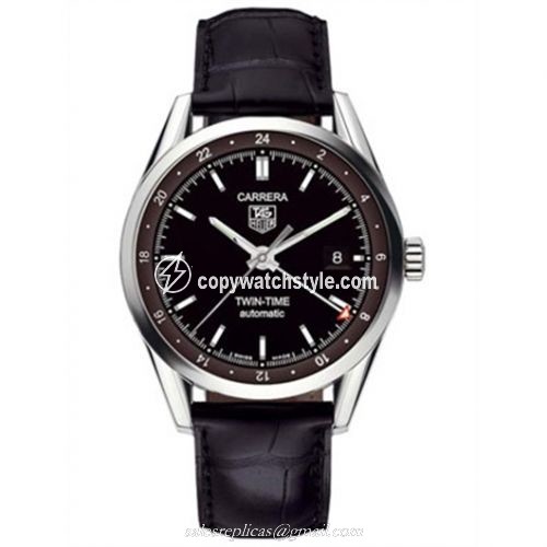 TAG Heuer Carrera Calibre 7 Twin Time Stainless Steel / Black / Strap WV2115.FC6180 TAG Heuer Carrera Calibre 7 Twin Time Stainless Steel / Black / Strap WV2115.FC6180