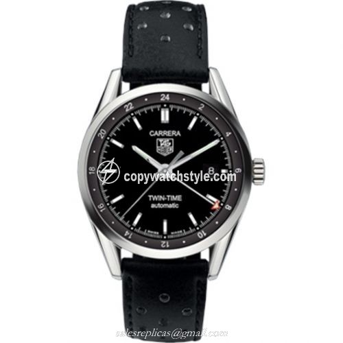 TAG Heuer Carrera Calibre 7 Twin Time Stainless Steel / Black / Strap WV2115.FC6182 TAG Heuer Carrera Calibre 7 Twin Time Stainless Steel / Black / Strap WV2115.FC6182