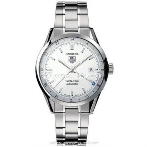 TAG Heuer Carrera Calibre 7 Twin Time Stainless Steel / Silver / Bracelet WV2116.BA0787 TAG Heuer Carrera Calibre 7 Twin Time Stainless Steel / Silver / Bracelet WV2116.BA0787
