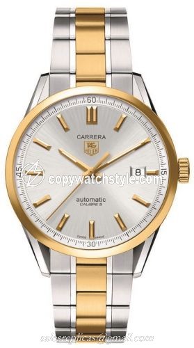 TAG Heuer Carrera Calibre 5 39 Stainless Steel / Yellow Gold / Silver / Bracelet WV215D.BD0788 TAG Heuer Carrera Calibre 5 39 Stainless Steel / Yellow Gold / Silver / Bracelet WV215D.BD0788