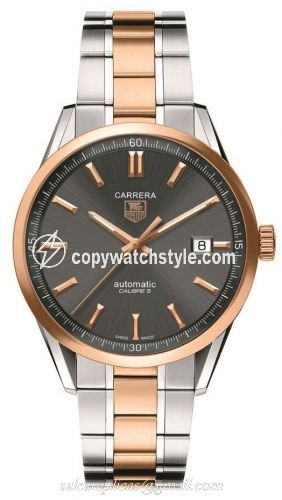 TAG Heuer Carrera Calibre 5 39 Stainless Steel / Rose Gold / Grey / Bracelet WV215F.BDO735 TAG Heuer Carrera Calibre 5 39 Stainless Steel / Rose Gold / Grey / Bracelet WV215F.BDO735